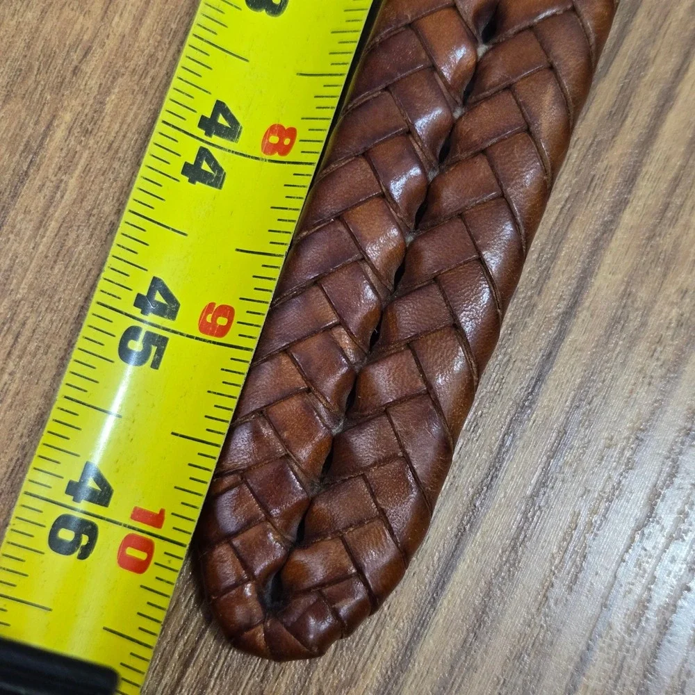 Coach Braided Belt Mens 40 Brown Woven Leather Solid Brass Buckle 5922 Classic